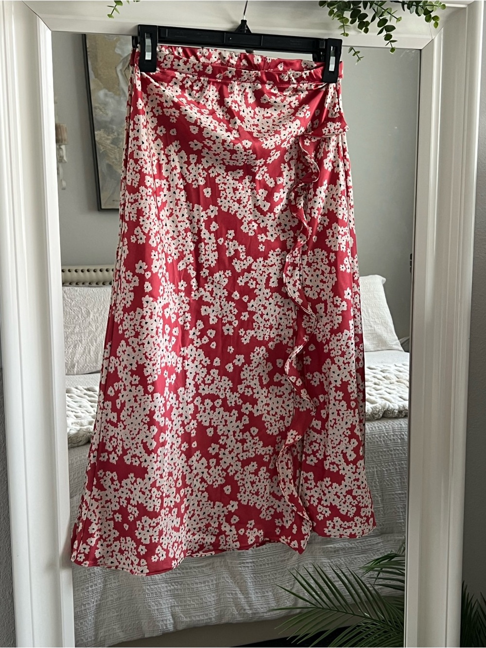 Socialite Red and White Floral Midi Wrap Skirt